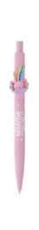 Golyóstoll, 0,8 mm, nyomógombos, rózsaszín tolltest, ICO "Axolotl", kék